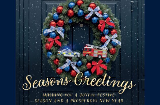 Xmas wreath with emergency vehicles