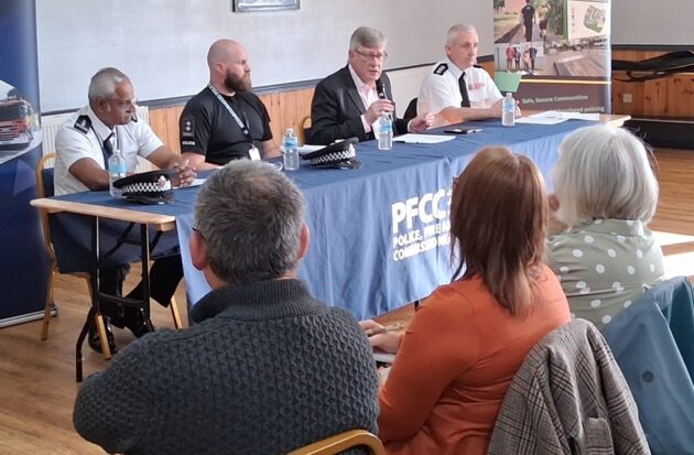 Roger Hirst and panel at the Castle Point meeting in Canvey Island 2026
