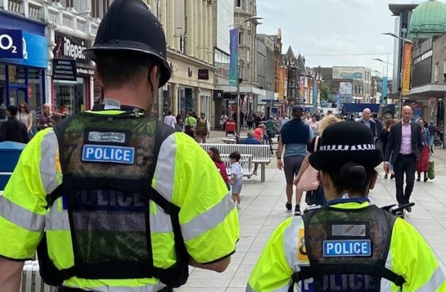 Two police officers patrolling Southend