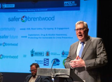 PFCC Roger Hirst addressing the Brentwood High Street conference.