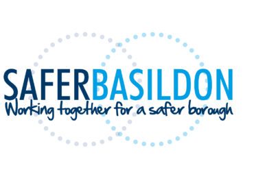 Safer Basildon logo in blue and white